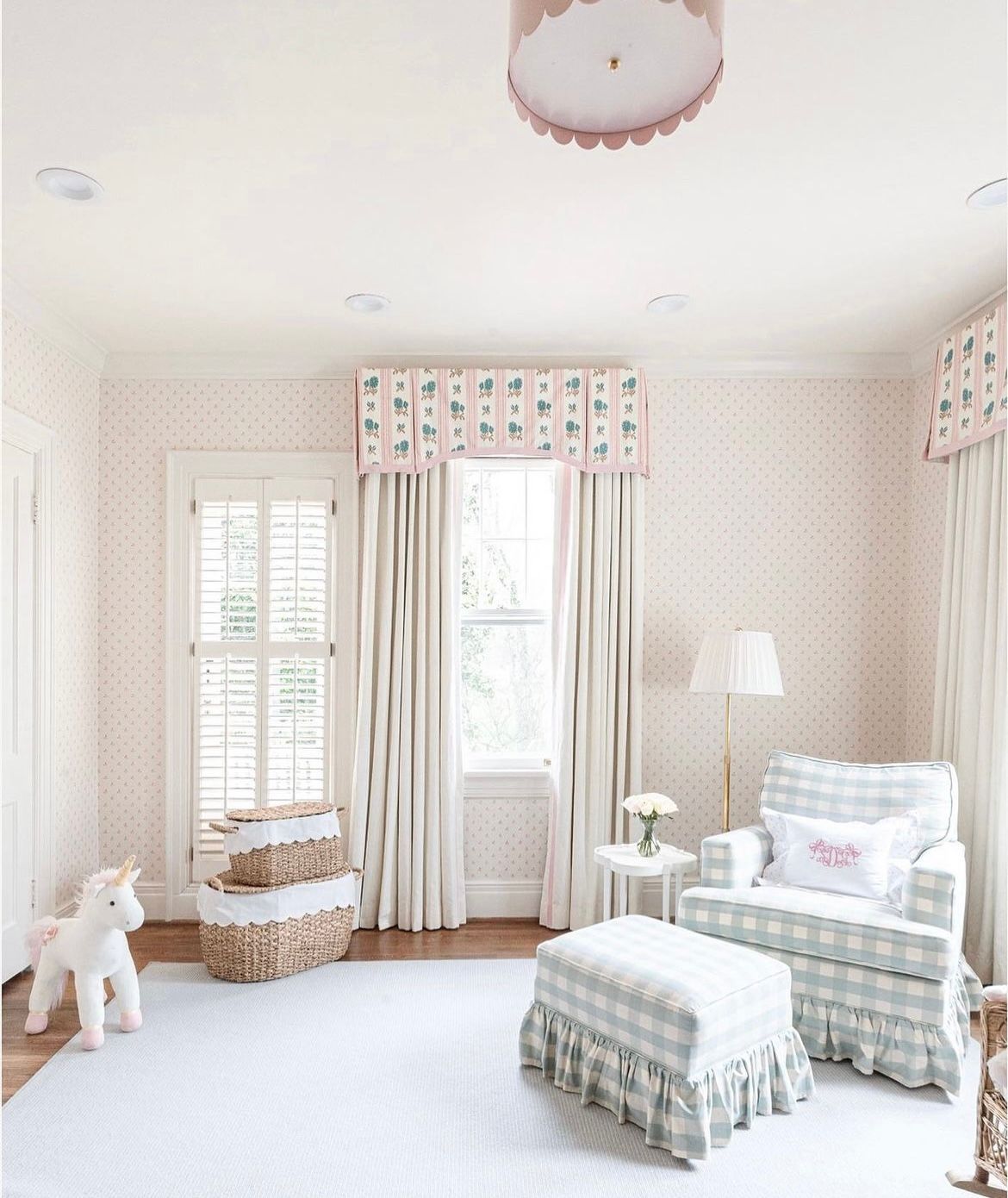 New Home Inspiration: Classic Pink & Green Girl’s Bedroom